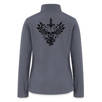 Winged Gothic Skull and Dagger Tattoo Flash - Women’s Soft Shell Jacket - gray - Back