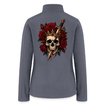 Crowned Skull with Roses and Dagger - Women’s Soft Shell Jacket - gray - Back