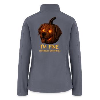 Funny Halloween Jack O Lantern Dog Lover T-Shirt - Women’s Soft Shell Jacket - gray - Back
