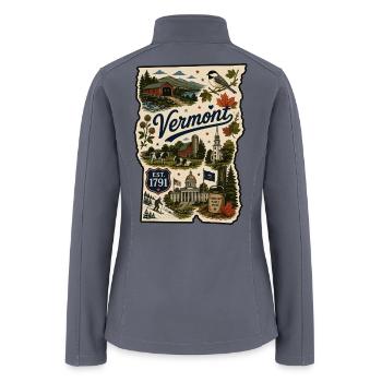 Vermont Green Mountain State Vintage Sticker - Women’s Soft Shell Jacket - gray - Back