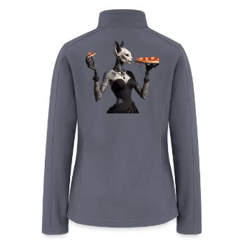 Gothic Tattooed Sphynx Cat – Dark Pizza Queen Art - Women’s Soft Shell Jacket - gray - Back