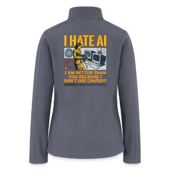 I Hate AI Funny Anti Artificial Intelligence Retro - Women’s Soft Shell Jacket - gray - Back