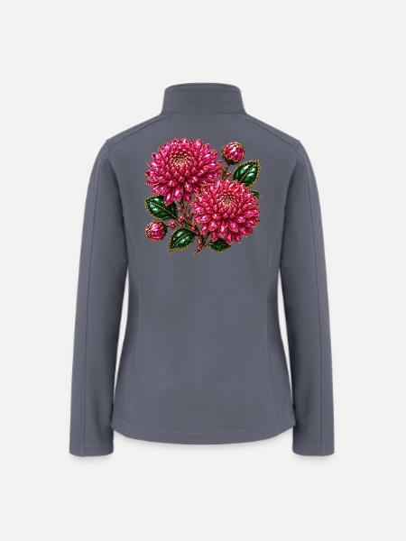 Crystal Pink Chrysanthemum Jewel - Women’s Soft Shell Jacket - gray
