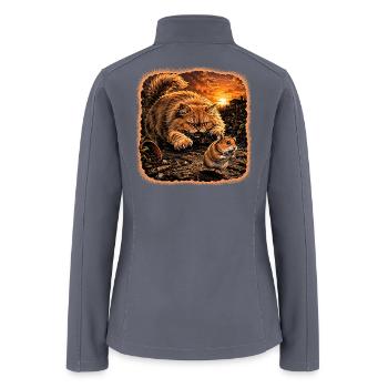 Sunset Standoff: Cat vs Mouse in Ruins - Women’s Soft Shell Jacket - gray - Back