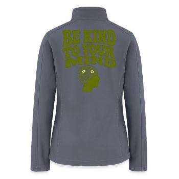 Be Kind To Your Mind Green Retro Typography - Women’s Soft Shell Jacket - gray - Back