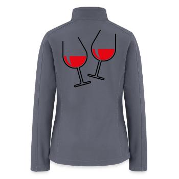 2 Toasting Red Wine Glasses (Bulbous / Open) - Women’s Soft Shell Jacket - gray - Back