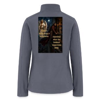 Respect Other People’s Boundaries – Funny Devil - Women’s Soft Shell Jacket - gray - Back