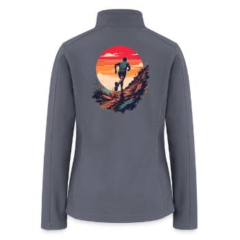 Trail Running Sunset Mountain Runner Graphic Art - Women’s Soft Shell Jacket - gray - Back