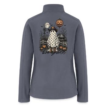 Western Cowboy Vintage Halloween Ghost Tee T-Shirt - Women’s Soft Shell Jacket - gray - Back