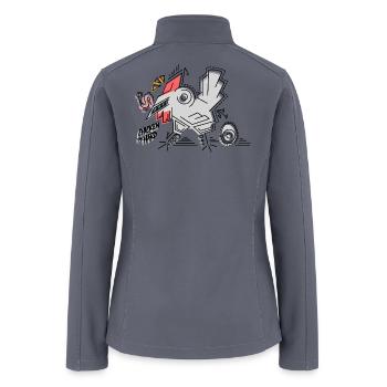 Chicken Catching a Worm - Geometric - Women’s Soft Shell Jacket - gray - Back