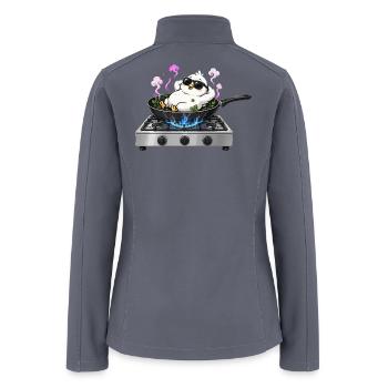 Chilling Chicken on Stove - Cute Cooking Humor - Women’s Soft Shell Jacket - gray - Back