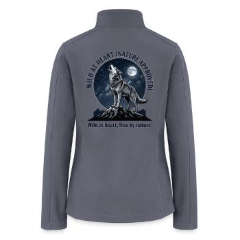 Moonlit Wolf Howl in Night Sky - Women’s Soft Shell Jacket - gray - Back