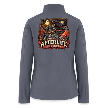 Afterlife Auto Repair Skeleton Mechanic Halloween - Women’s Soft Shell Jacket - gray - Back