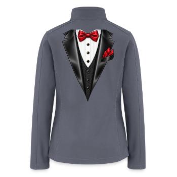 Tuxedo Tie T-Shirt – Funny Tuxedo Bow Tie Design - Women’s Soft Shell Jacket - gray - Back