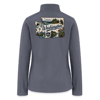 Washington State Mount Rainier Vintage Sticker - Women’s Soft Shell Jacket - gray - Back
