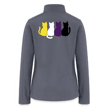 Non Binary Pride – Yellow White Purple Black Cats - Women’s Soft Shell Jacket - gray - Back