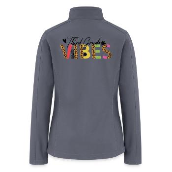 Back To School Third Grade Leopard Vibes Lettering - Women’s Soft Shell Jacket - gray - Back