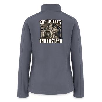 She Don't Understand, werewolf memes, funny cring - Women’s Soft Shell Jacket - gray - Back