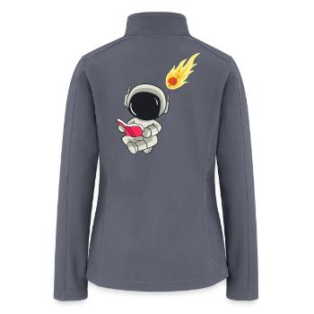 Astronaut Reading Book With Falling Meteor Space - Women’s Soft Shell Jacket - gray - Back