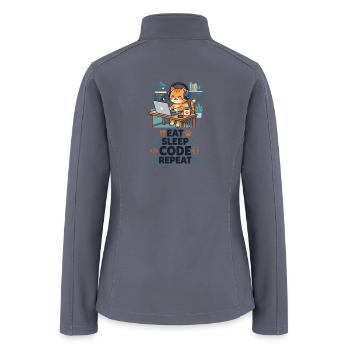 Cute Cat Programmer Eat Sleep Code Repeat - Women’s Soft Shell Jacket - gray - Back