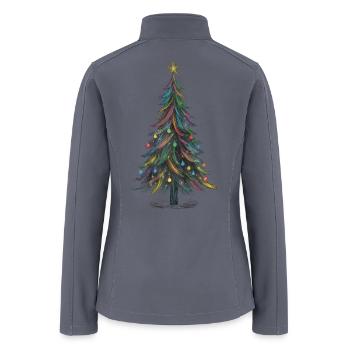 Merry Christmas Pine Tree Drawing Print - Women’s Soft Shell Jacket - gray - Back