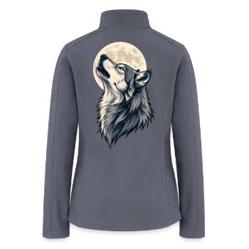 Howling Wolf Moon Vector T-Shirt  - Women’s Soft Shell Jacket - gray - Back