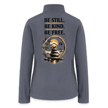  Gold Zen Cairn Lotus Yoga Zen Meditation Decor - Women’s Soft Shell Jacket - gray - Back
