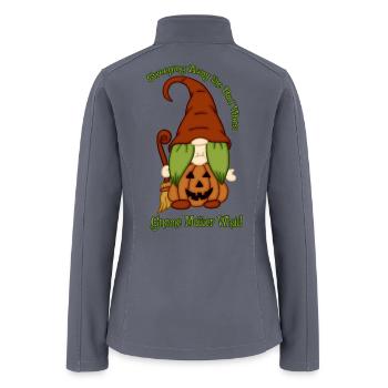 Gnome-O-Ween Pumpkin Witch Pun - Women’s Soft Shell Jacket - gray - Back