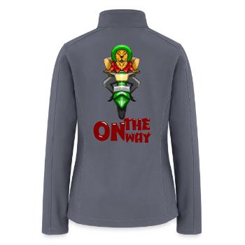 Lion delivery Courier riding scooter cartoon masco - Women’s Soft Shell Jacket - gray - Back