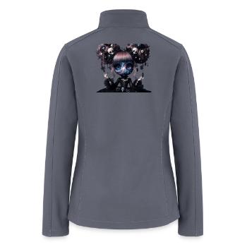 Cosmic Galaxy Gothic Doll – Dark Pastel Skull Art - Women’s Soft Shell Jacket - gray - Back