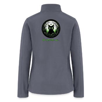 Night Watch: Glowing Cat in Enchanted Forest - Women’s Soft Shell Jacket - gray - Back
