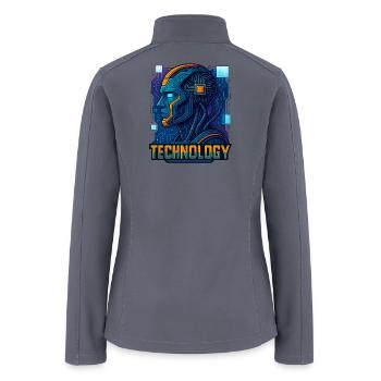 Futuristic Cyber Tech Portrait - Women’s Soft Shell Jacket - gray - Back