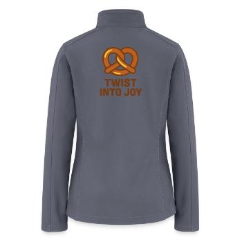 Twist Into Joy - Funny Pretzel Design - Women’s Soft Shell Jacket - gray - Back