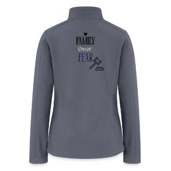 Family Over Fear Neon Typography Design - Women’s Soft Shell Jacket - gray - Back
