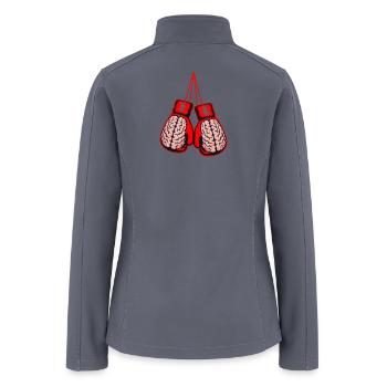 Boxing Brain Illustration on Apparel - Women’s Soft Shell Jacket - gray - Back