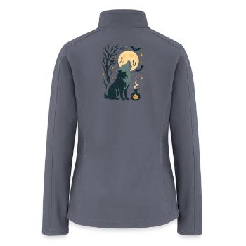 Moonlit Wolf Howl Night Scene - Women’s Soft Shell Jacket - gray - Back