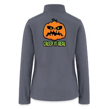 Creep It Real Grumpy Halloween Pumpkin - Women’s Soft Shell Jacket - gray - Back