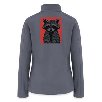Midnight Raccoon on Crimson - Women’s Soft Shell Jacket - gray - Back