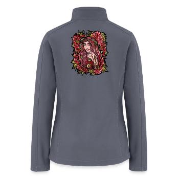 Rose Queen Portrait in Bloom - Women’s Soft Shell Jacket - gray - Back