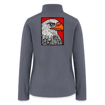 Bold Eagle Portrait in Red - Women’s Soft Shell Jacket - gray - Back