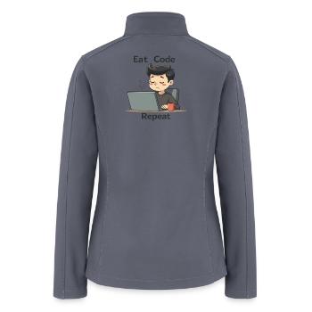 Eat Code Repeat | Programmer Humor Coding Shirt - Women’s Soft Shell Jacket - gray - Back