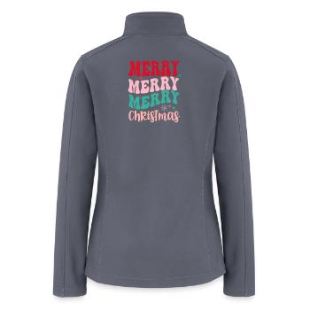 Colorful Retro Merry Christmas - Women’s Soft Shell Jacket - gray - Back