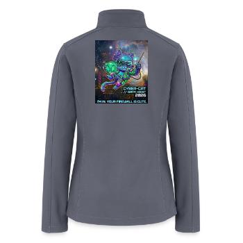 Cyber Cat Hacker Data Heist 2026 Funny Tech Art - Women’s Soft Shell Jacket - gray - Back
