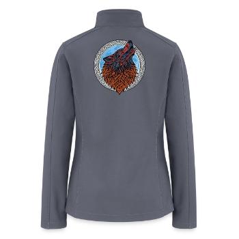 Celtic Wolf Howl Circle - Women’s Soft Shell Jacket - gray - Back
