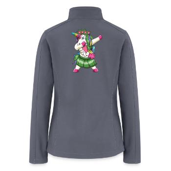 Dabbing Hawaiian Unicorn Hula Skirt Hawaiian Outfi - Women’s Soft Shell Jacket - gray - Back