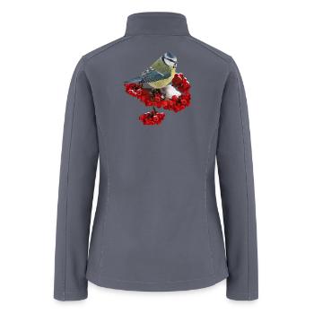Blue Tit on Winter Berry Cluster - Women’s Soft Shell Jacket - gray - Back