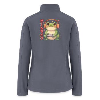 Japanese Gamer Frog Art Kids Boys Meme Gaming - Women’s Soft Shell Jacket - gray - Back