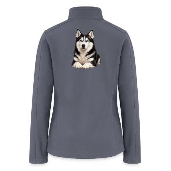 Husky Blue Eyes Portrait - Women’s Soft Shell Jacket - gray - Back