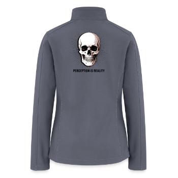 Perception is Reality Halftone Screen Print Skull - Women’s Soft Shell Jacket - gray - Back
