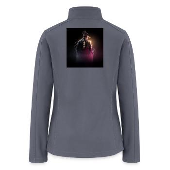 Neon Silhouette with Kanji Glow - Women’s Soft Shell Jacket - gray - Back